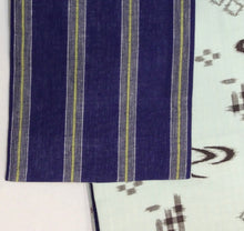 画像をギャラリービューアに読み込む, 半幅帯 沖縄ストライプ紺/久米島織風空色