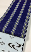 画像をギャラリービューアに読み込む, 半幅帯 沖縄ストライプ紺/久米島織風空色
