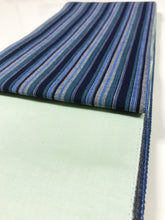 画像をギャラリービューアに読み込む, 半幅帯 紺ストライプ/ペパーミントグリーン