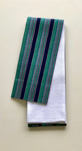 画像をギャラリービューアに読み込む, 半幅帯 伊勢木綿緑紺縞/木綿真っ白