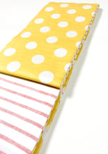 画像をギャラリービューアに読み込む, 半幅帯 黄色どっとちゃん/赤白ストライプ