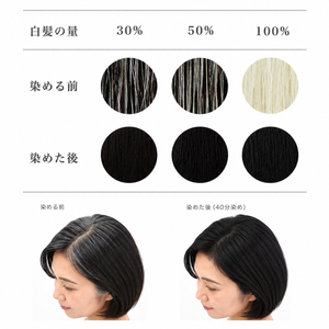 ヘナ黒ー使用前使用後