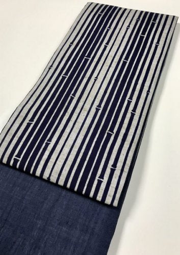 半幅帯　紺竹柄／紺