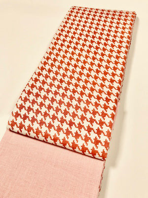 半幅帯　千鳥格子／サーモンピンク