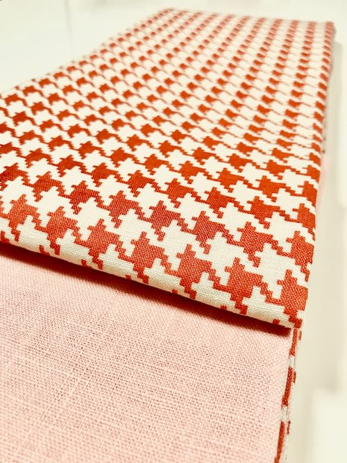 半幅帯　千鳥格子／サーモンピンク