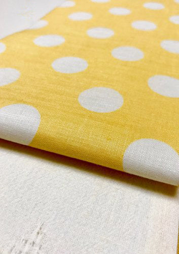 半幅帯　黄色どっとちゃん／綿麻透かし織