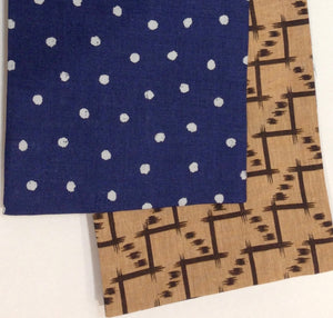 半幅帯　おちびどっとちゃん／琉球絣風茶色