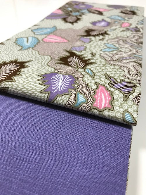 半幅帯　バティック風／パープル地